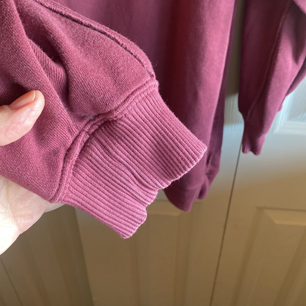 Aerie NWT Oversized Burgundy Long Sleeve Breast Pocket Cotton Blend Size Small - Picture 6 of 13